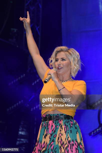 Beatrice Egli performs the Schlagerolymp Open Air Festival at Freizeit - und Erholungspark Luebars on August 10, 2019 in Berlin, Germany.