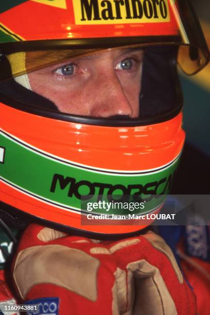 Eddie Irvine au Grand Prix de Formule 1 de Spa-Francorchamps le 27 août 1995, Belgique.