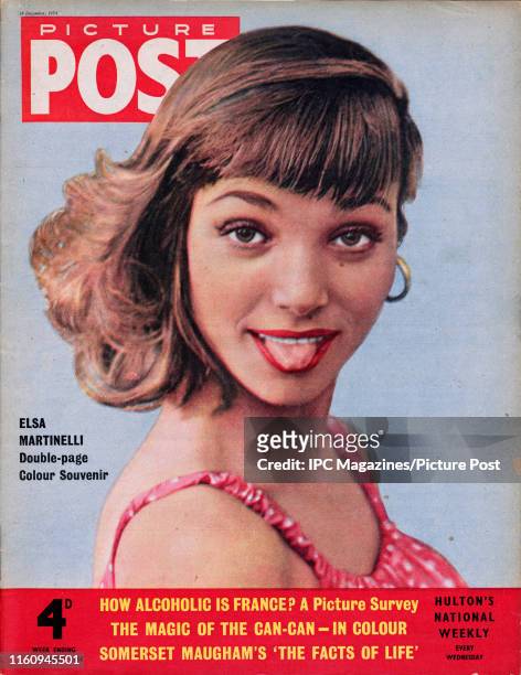 Italian actress and fashion model Elsa Martinelli is featured for the cover of Picture Post magazine. Original Publication: Picture Post Cover - Vol...