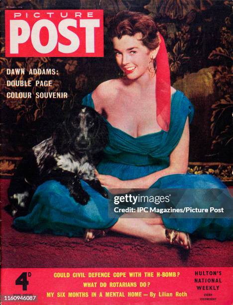 English actress Dawn Addams is featured for the cover of Picture Post magazine. Original Publication: Picture Post Cover - Vol 64 No 16 - pub. 1954.