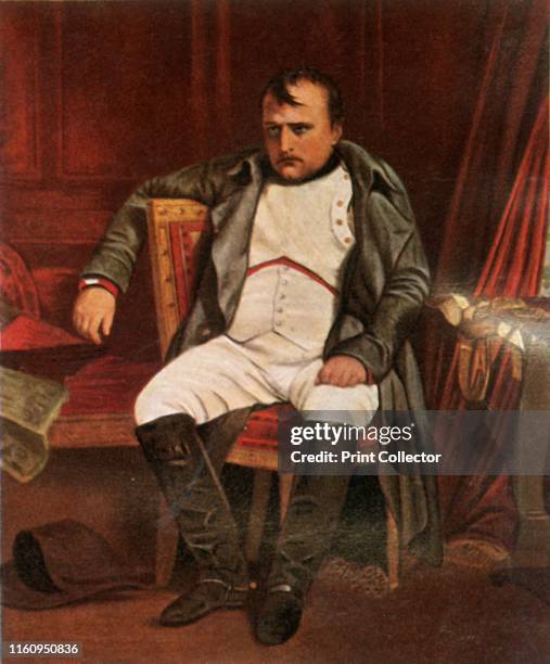 Napoleon I, . Portrait of French emperor Napoleon Bonaparte . After the painting 'Napoleon at Fontainebleau During the First Abdication - April...