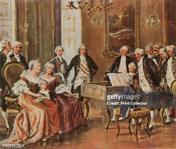Mozart performs for Empress Maria Theresia, 1 October 1762, . 'Mozart Vor Kaiserin Maria Theresia, 1 Oktober 1762'. The six-year-old Mozart plays for...