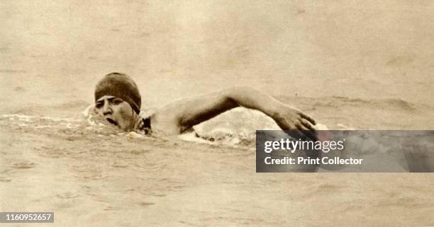 Gertrude Ederle, first woman to swim the Channel . 'Miss Gertrude Ederle [1905-2003], the young American swimmer, was the first woman to swim the...