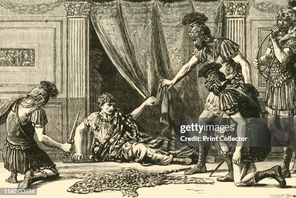 'Praetorian Guards Haling Claudius as Imperator', 1890. From "Cassell's Illustrated Universal History Vol. II - Rome", by Edmund Ollier. [Cassell and...