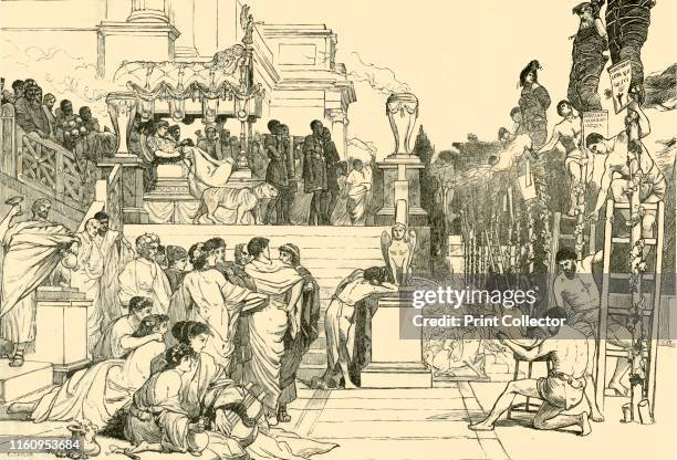 'Nero's Torches - Burning of Christians at Rome', 1890. From "Cassell's Illustrated Universal History Vol. II - Rome", by Edmund Ollier. [Cassell and...