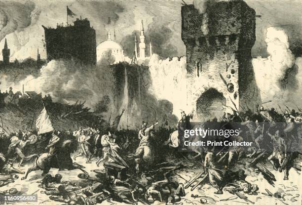 The Final Assault on Constantinople', , 1890. The Fall of Constantinople - capture of the Byzantine Empire's capital under Constantine XI Palaiologos...