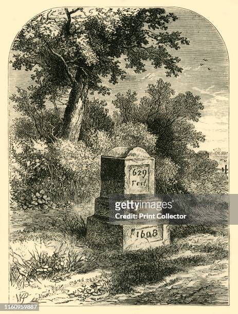 Whittington's Stone in 1820', . The Whittington Stone at the foot of Highgate Hill in Archway marks the spot where Dick Whittington in English folk...