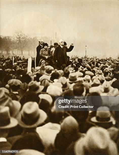 Anti-government demonstration, Hyde Park, London, 6 February 1933, . '..a mass Labour Demonstration against the Government's economy measures, cuts...