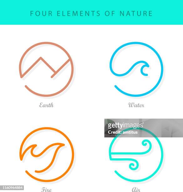 die vier elemente auf weiß - earth wind fire stock-grafiken, -clipart, -cartoons und -symbole