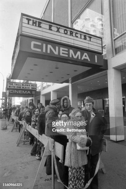 Fans line up in the cold to see the film "The Exorcist."