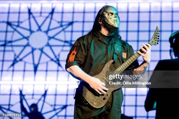 Mick Thomson of Slipknot performs headlining Day 5 of the 52nd Festival D'été Quebec on the Bell Stage at the Plains of Abraham in The Battlefields...