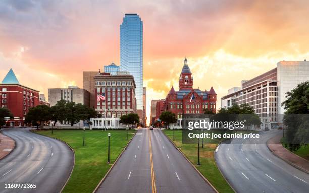 sunrise, dealey plaza, bank of america building, old red museum, dallas, texas, america - dallas stock pictures, royalty-free photos & images