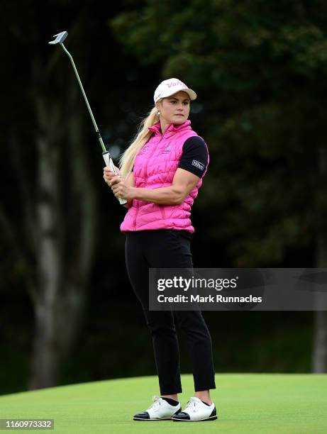 Carly Booth of Scotland putting at the 1st hole during the final day of the Aberdeen Standard Investment Scottish Open at The Renaissance Club on...