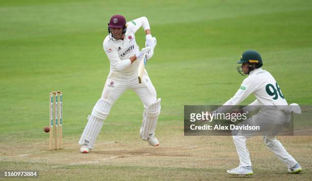 Jamie Overton of Somerset bats during Day Three of the Specsavers County Championship Division One match between Somerset and Nottinghamshire at The...