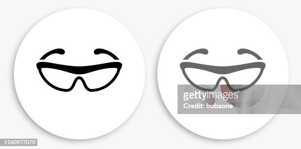 bildbanksillustrationer, clip art samt tecknat material och ikoner med cykling sol glasögon svart och vit rund ikon - safety glasses