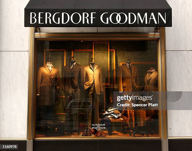 Clothing sits in a window display at the luxury clothing store Bergdorf Goodman September 10, 2001 in New York City.