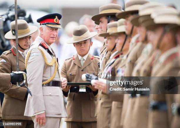Prince Charles, Prince of Wales, Colonel-in-Chief, 1st Battalion The Royal Gurkha Rifles visits the Battalion during the 25th anniversary year of...