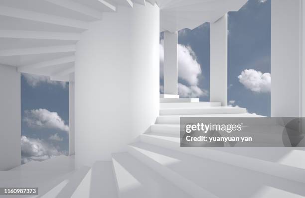 3d illustration spiral staircase - construction circle stock-fotos und bilder