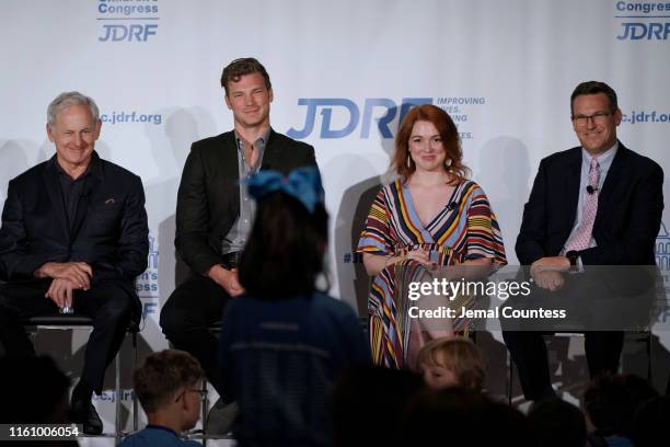 Actors Victor Garber, Derek Theler and Jennifer Stone, as well as JDRF President and CEO Aaron Kowalski, participate in a panel during the JDRF 2019...