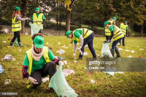 park clean-up action - environmentalist stock pictures, royalty-free photos & images