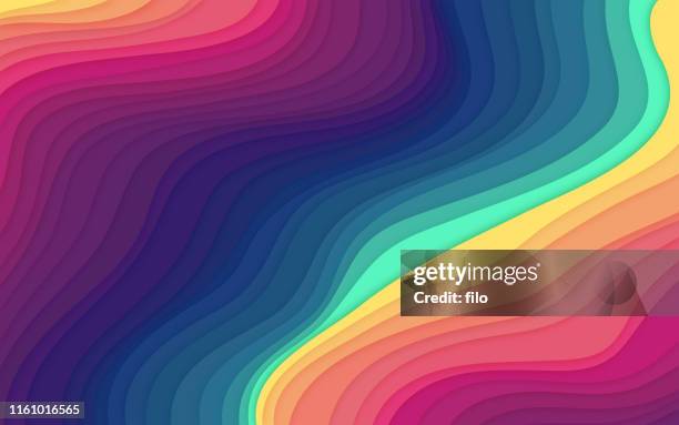 ilustrações de stock, clip art, desenhos animados e ícones de rainbow blend background layers abstract - anos 60