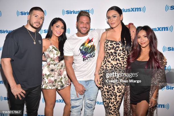 Vinny Guadagnino, Deena Nicole Cortese, Ronnie Ortiz-Magro, Jenni "JWoww" Farley and Nicole "Snooki" Polizzi visit SiriusXM Studios on July 09, 2019...