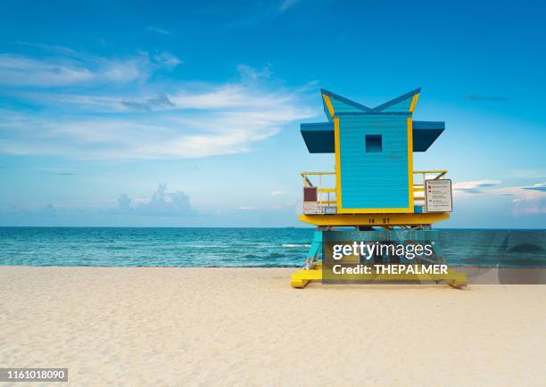 lifeguard tower miami beach - miami beach stock pictures, royalty-free photos & images