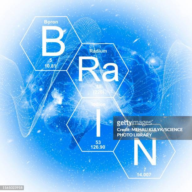 ilustraciones, imágenes clip art, dibujos animados e iconos de stock de chemical elements brain, illustration - tabla de los elementos