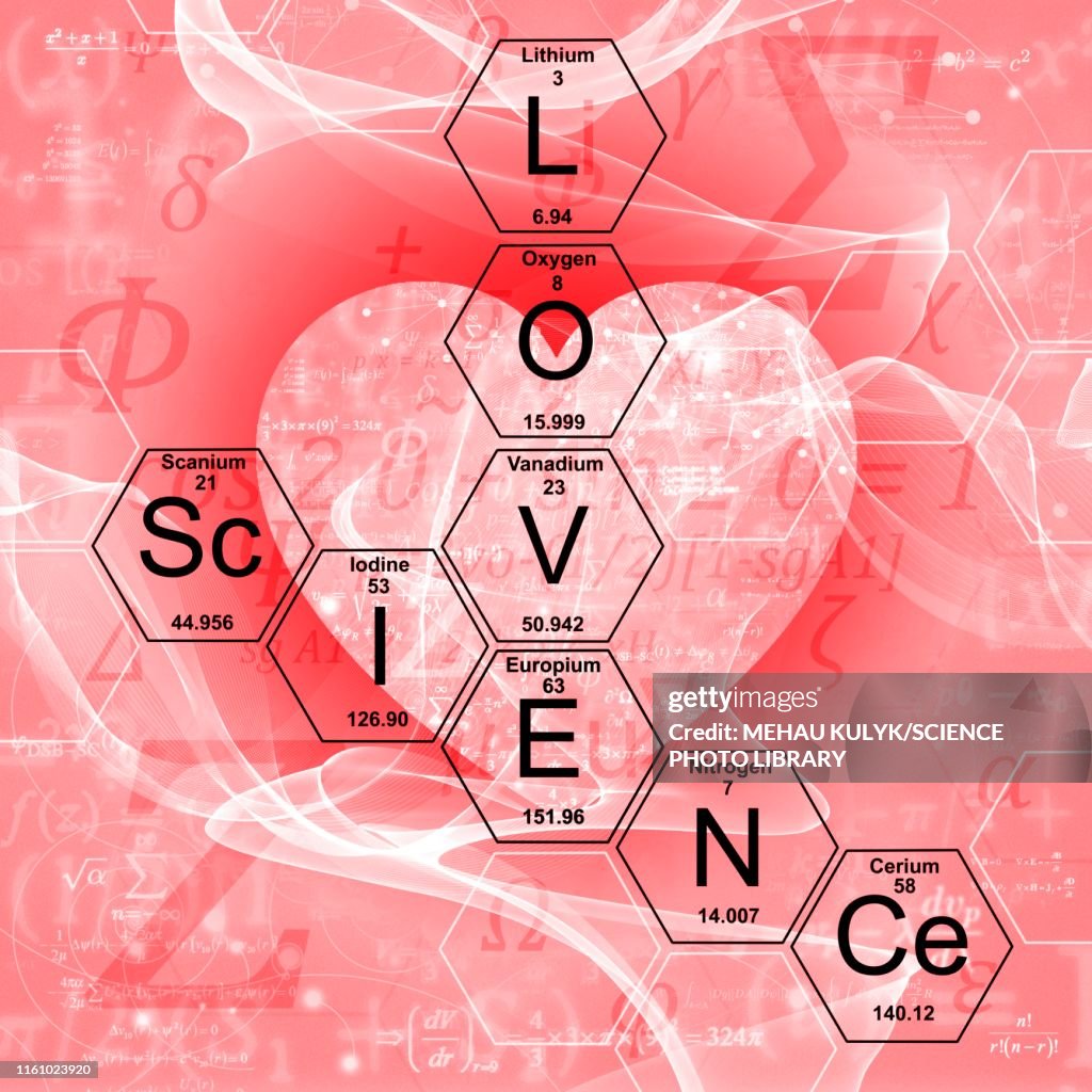 Chemical elements love and science, illustration