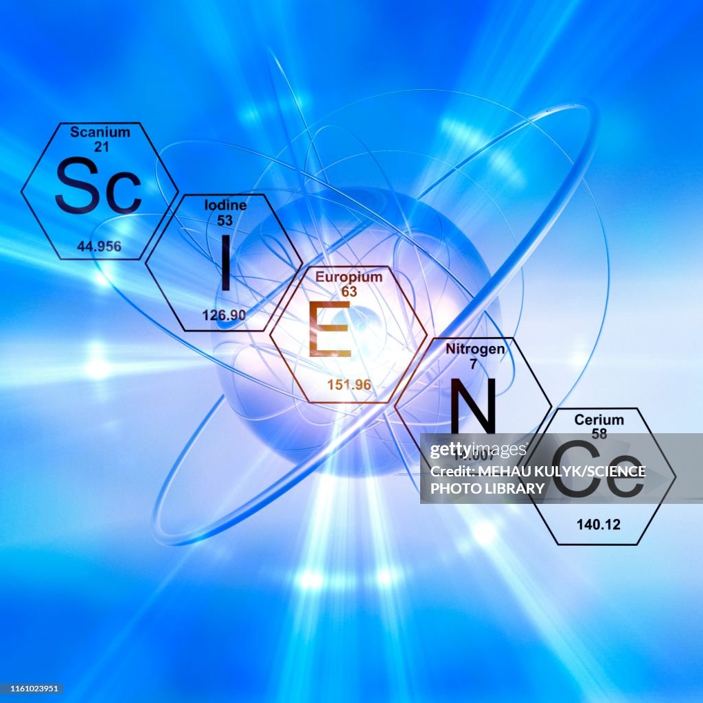 Atom and life, illustration