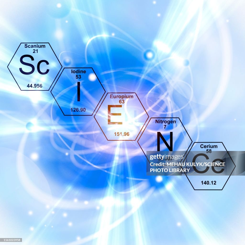 Atom and life, illustration