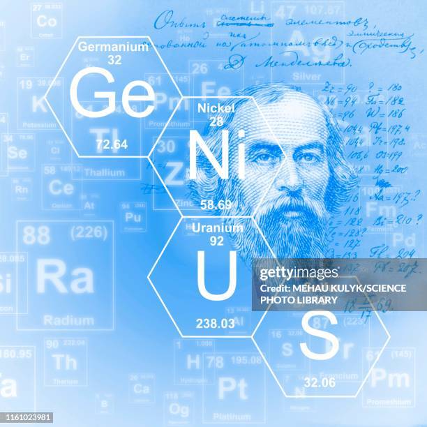 chemical elements genius, illustration - periodic table of the elements stock illustrations