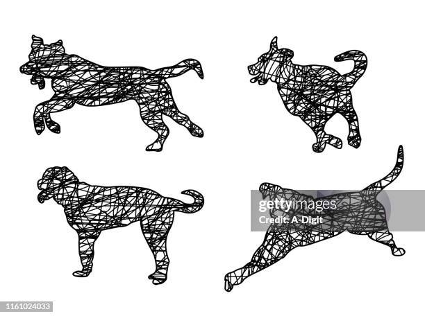 active dog scribble - bernese mountain dog stock illustrations