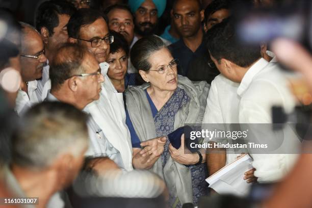 Congress leader Rahul Gandhi leaves after attending the Congress Working Committee meeting, at AICC headquarter, on August 10, 2019 in New Delhi,...