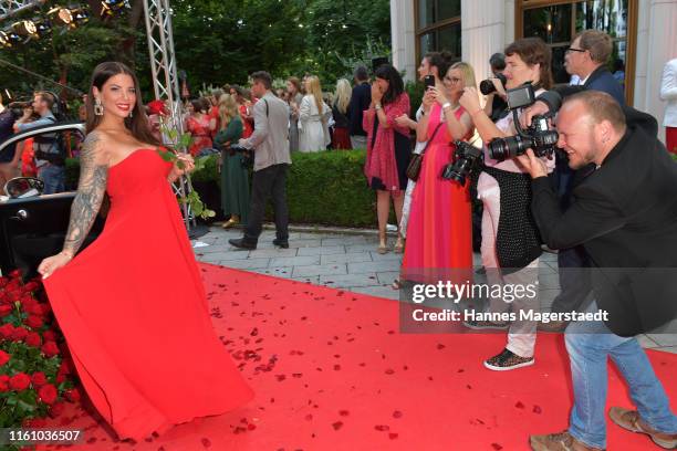 Jenny Frankhauser attends the Red Summer Night by Bunte.de at Rocco Forte The Charles Hotel on July 09, 2019 in Munich, Germany.