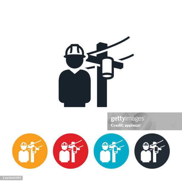 ilustraciones, imágenes clip art, dibujos animados e iconos de stock de icono de trabajador de energía eléctrica - maintenance engineer