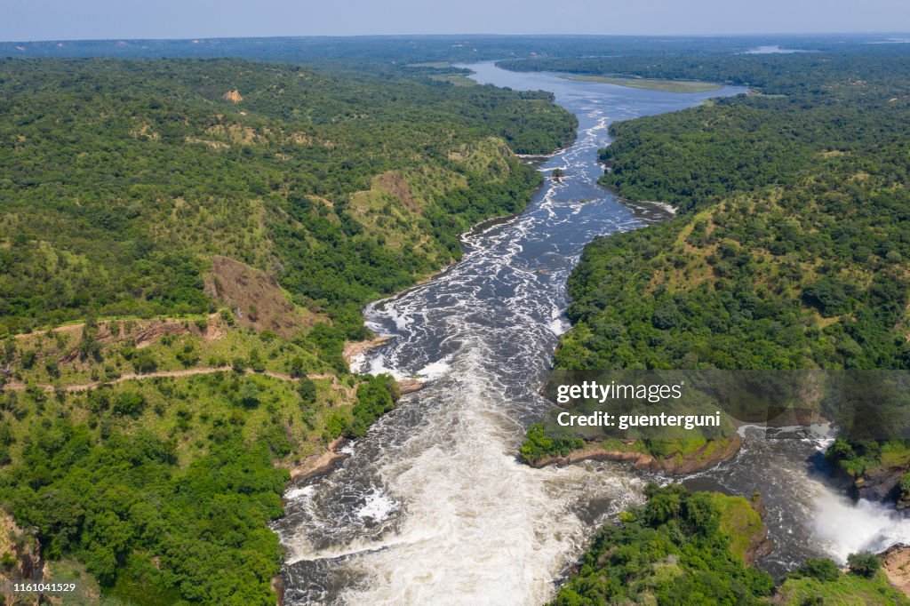 Beroemde Murchison Falls op Nijl, Oeganda