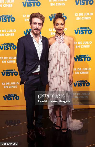 Victor Clavijo and Montse Pla attend "Lo Nunca Visto" premiere at Palacio de la Prensa on July 09, 2019 in Madrid, Spain.