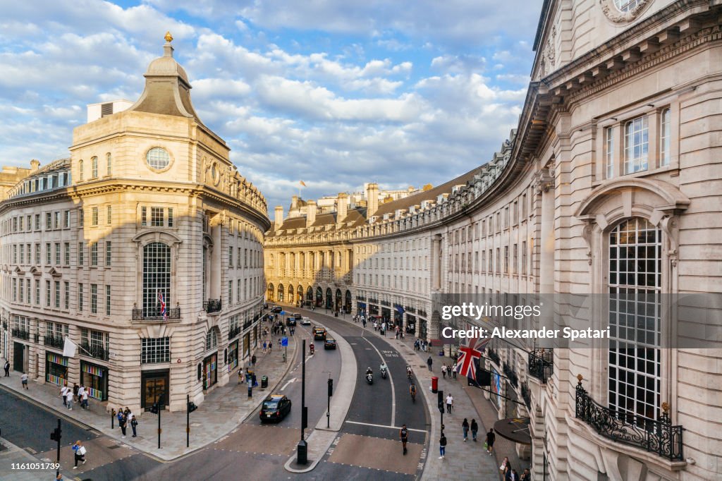High angle view of Regent street, London, England, UK