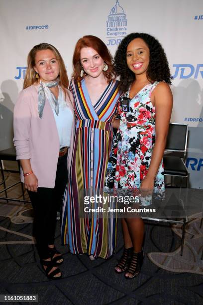 Professional Athlete Fiona Wylde and Actresses Jennifer Stone and Christina Martin attend the JDRF 2019 Children's Congress on July 09, 2019 in...