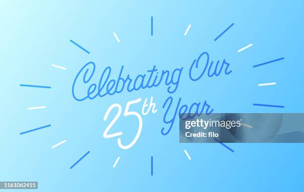 ilustraciones, imágenes clip art, dibujos animados e iconos de stock de celebrando nuestros 25 años - 25° aniversario de boda