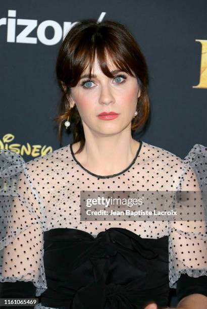 Zooey Deschanel attends the premiere of Disney's "The Lion King" at Dolby Theatre on July 09, 2019 in Hollywood, California.