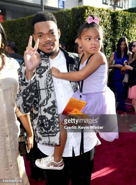 Chance The Rapper and Kensli Bennett attends the premiere of Disney's "The Lion King" at Dolby Theatre on July 09, 2019 in Hollywood, California.