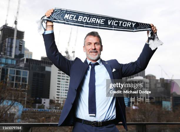 New Melbourne Victory Head Coach Marco Kurz poses during the Melbourne Victory A-League Media Opportunity at Crown Entertainment Complex on July 10,...