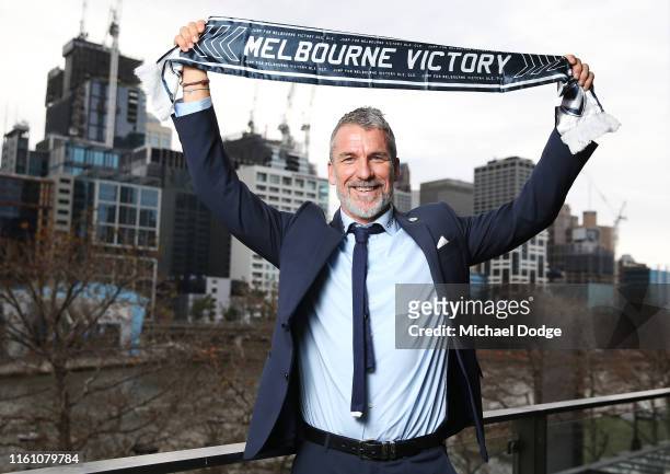 New Melbourne Victory Head Coach Marco Kurz poses during the Melbourne Victory A-League Media Opportunity at Crown Entertainment Complex on July 10,...