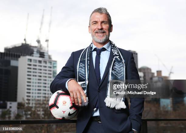 New Melbourne Victory Head Coach Marco Kurz poses during the Melbourne Victory A-League Media Opportunity at Crown Entertainment Complex on July 10,...