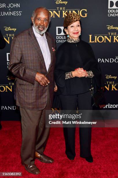 Clarence Avant and Jacqueline Avant attends the premiere of Disney's "The Lion King" at Dolby Theatre on July 09, 2019 in Hollywood, California.