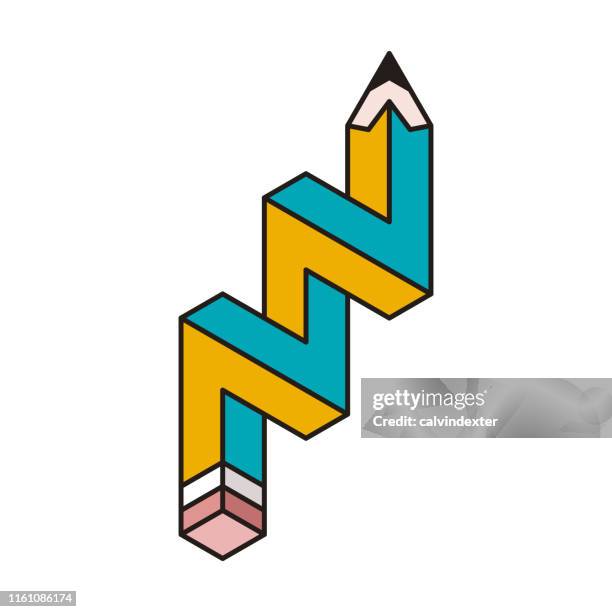 pencil design impossible geometry shape - creative writing stock illustrations