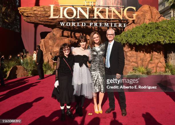 Mary Jo Deschanel, Zooey Deschanel, Emily Deschanel, and Director of Photography Caleb Deschanel attend the World Premiere of Disney's "THE LION...