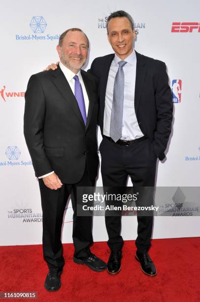 Gary Bettman and Jimmy Pitaro attend the 5th annual Sports Humanitarian Awards presented by ESPN at The Novo Theater at L.A. Live on July 09, 2019 in...
